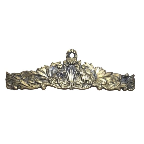 Vintage Solid Brass Bellpull Tapestry Hanger Ornate Elephants Embroidery Hanger - Picture 10 of 16